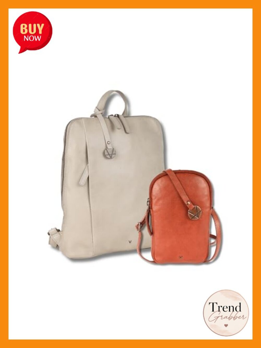 Genuine Leather Backpack & Crossbody Bundle Adjustable Straps Travel Set